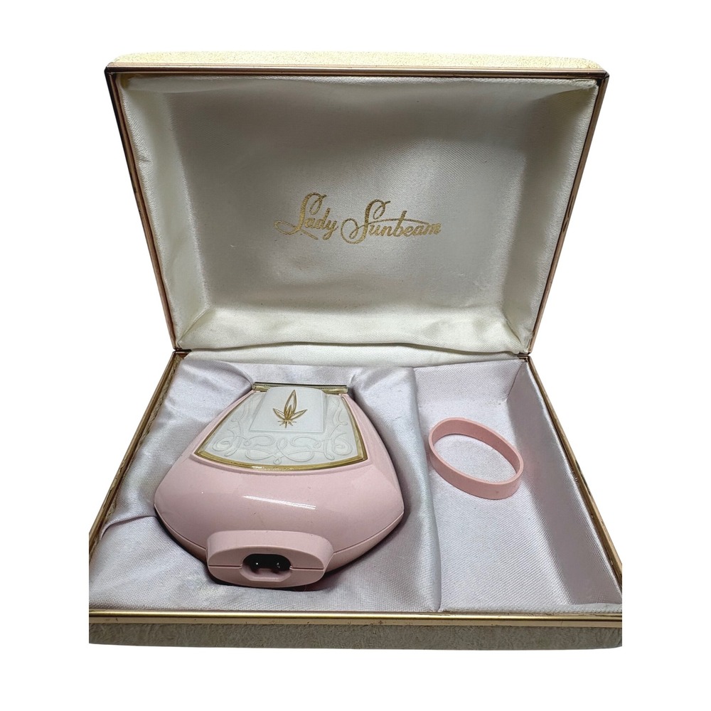 1960s Lady‎ Sunbeam LS5-1 Electric Shaver Pink Gold Starburst Original Box MCM